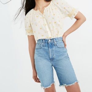 High-rise Long Denim Shorts